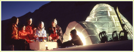 campamento de invierno en iglú