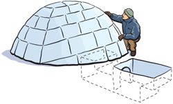 El pozo frío (o trampa fría) generalmente cabe en la entrada del iglú